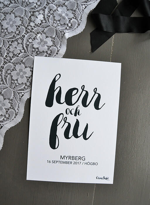 Print, Herr & Fru. Personlig och fin bröllopspresent. Elina Dahl Design.