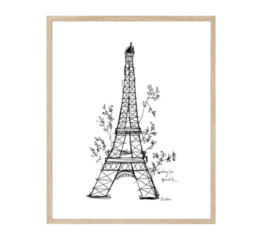 Print/Poster. Illustration med Eiffeltorn av Elina Dahl. Spring in Paris.
