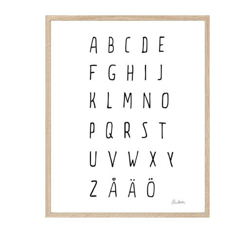 Print/Poster, ABC. Illustration med alfabet av Elina Dahl. Passar perfekt i barnrummet.