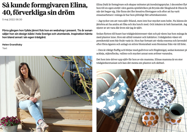 Elina Dahl Gefle dagblad, formgivare i Gävle,